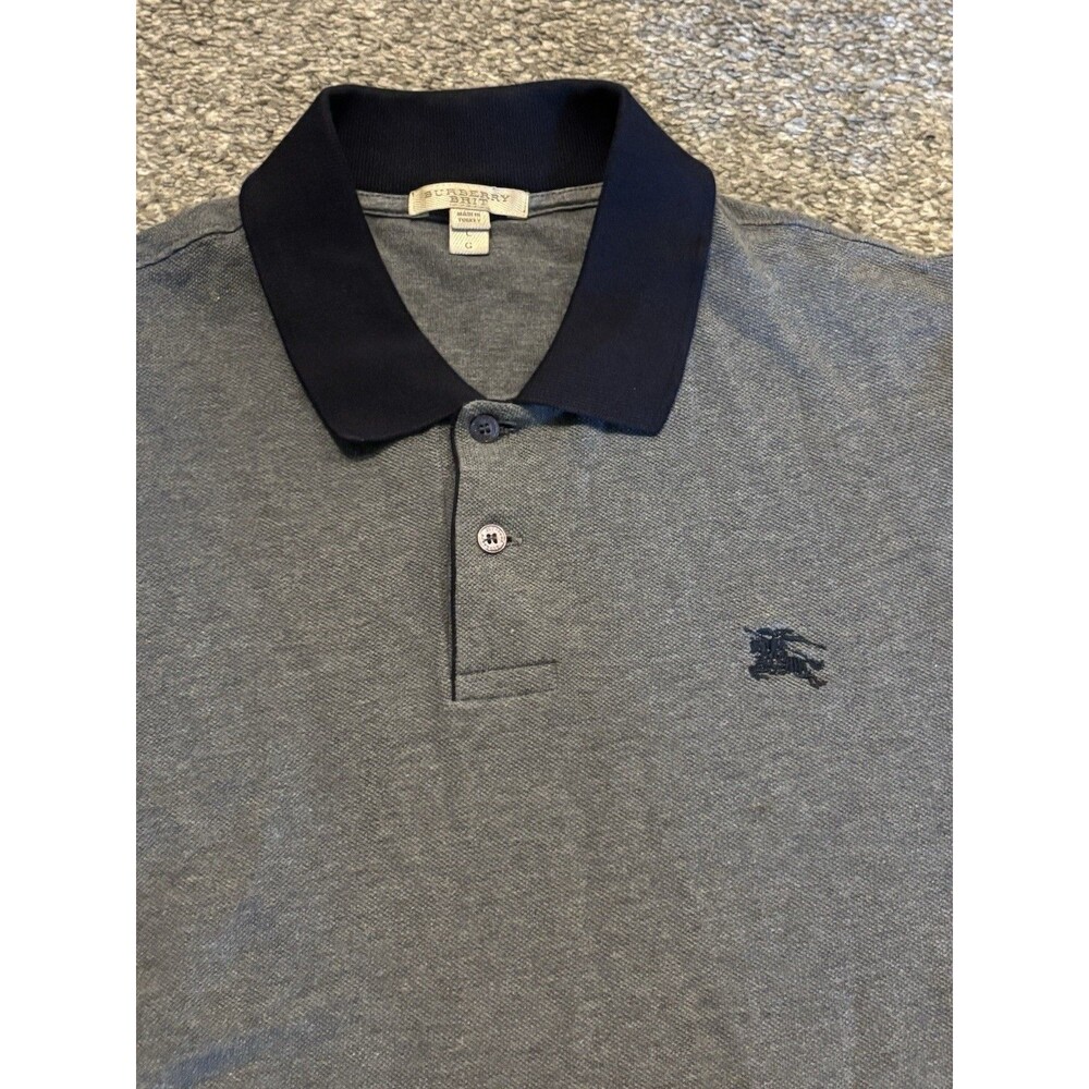 Burberry Brit Polo Men’s Size Large Grey Cotton‎ Contrast Detail Shirt - Picture 4 of 7